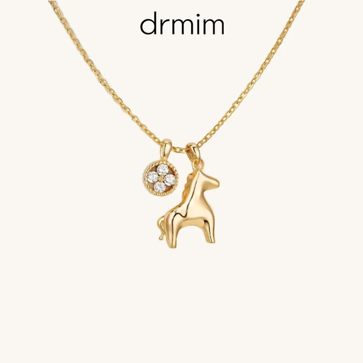 DRMIM 坠链均925银锆石 《喜跃》金币小马项链女秋冬毛衣链马年礼物