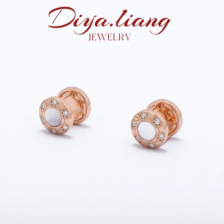 925银耳饰 梁雅帝新品【香槟金AB迪斯科】设计款气质百搭纯银耳饰