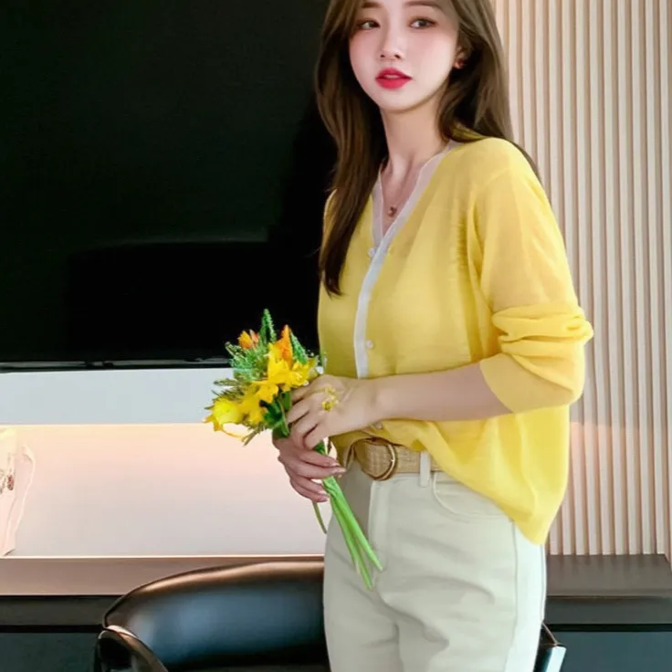 2025春夏季洋气温柔减龄防晒上衣慵懒宽松显瘦针织开衫LK2502688