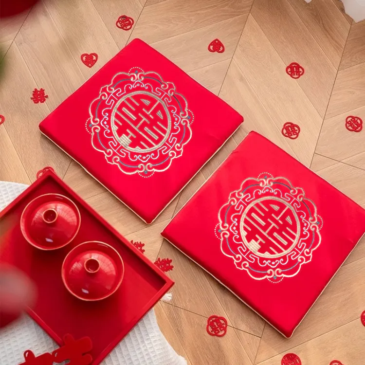 中式婚礼拜堂用品结婚敬茶跪垫1对婚庆拜天地新娘坐垫新婚坐福垫