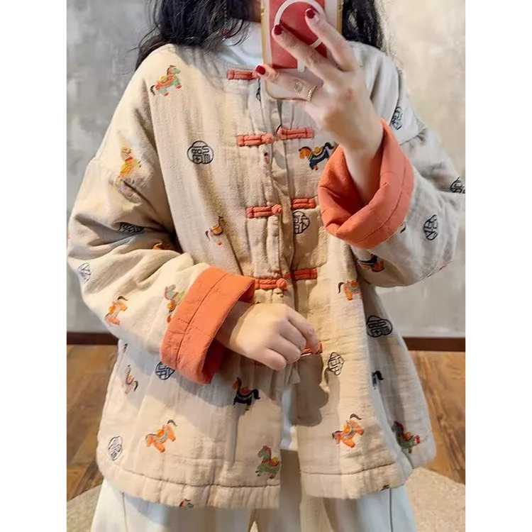 新疆棉花棉服女新中式宽松休闲保暖棉袄棉衣女装外套2025冬气质款