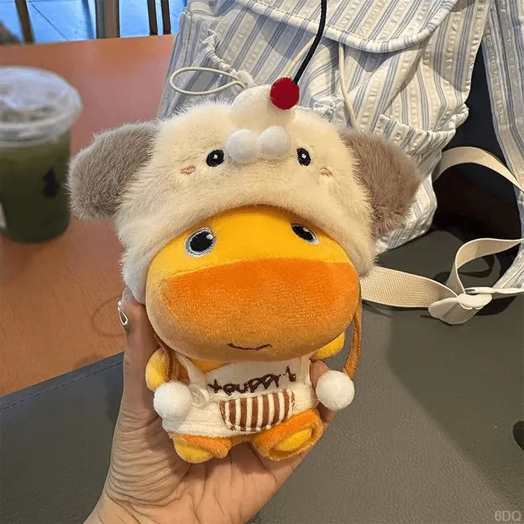 正版多爱噜噜水豚10厘米娃衣饼饼头套装可换装毛绒挂件衣服