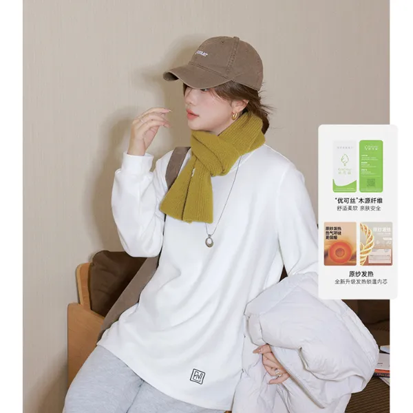 现货大婉酱微胖定制【优可丝长袖】韩系百搭圆领T恤冬打底上衣0409D