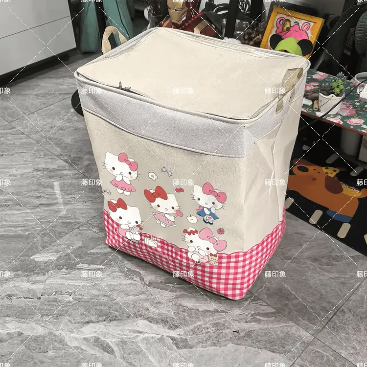 120升猫咪款防水大容量学生收纳筐换季收纳可折叠双拉链带钢圈箱
