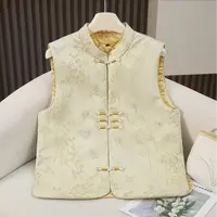 5047-新中式马甲马夹网红中式民族风提花工字型款双层