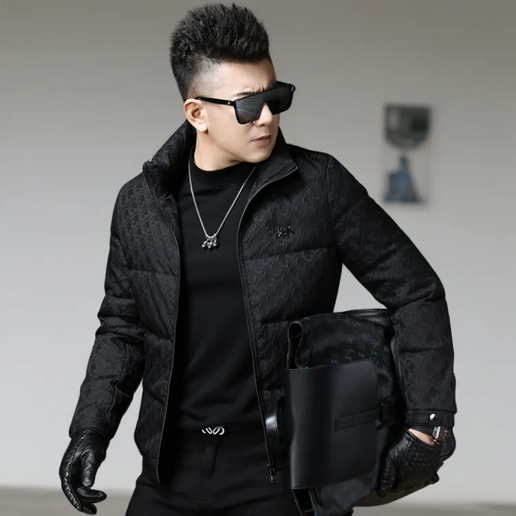 诺顿雷斯欧货立领羽绒服男保暖防寒服白鸭绒冬季潮牌徽章提花外套