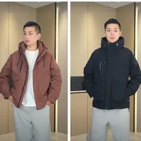 【良品基地】新国标90白鸭绒连帽工装羽绒服简约休闲加厚保暖夹克
