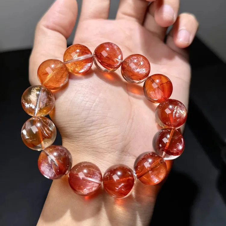 天然巴西红胶花糖纸牛血红胶花显白手串轻奢女款送礼物多样性发一