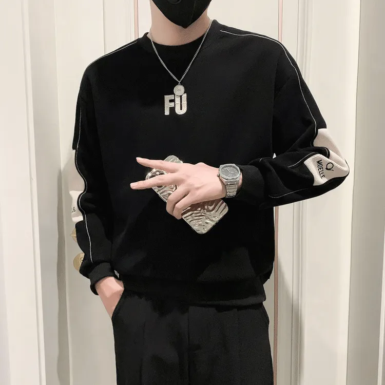 2025男士秋装新款上衣内搭高级感卫衣春秋圆领痞帅休闲长袖打底衫