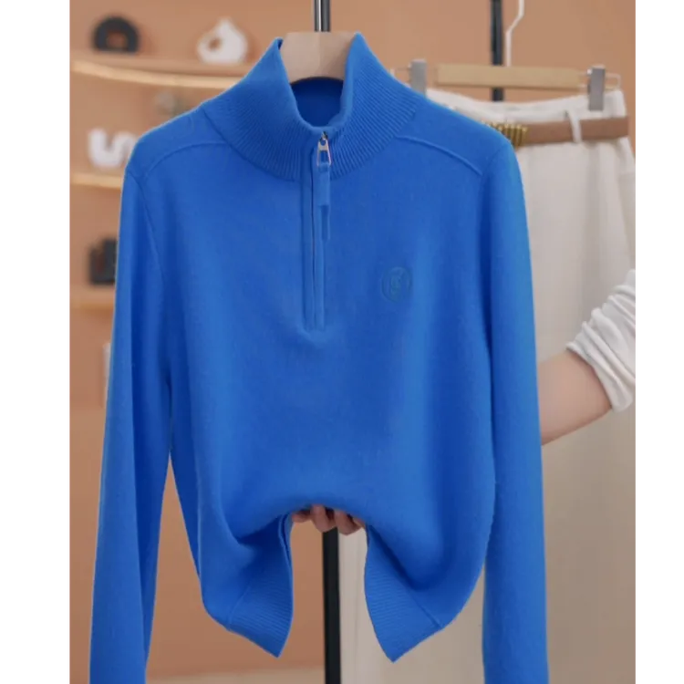 【荣荣】半拉链高领纯色百搭显瘦针织衫-Y20059