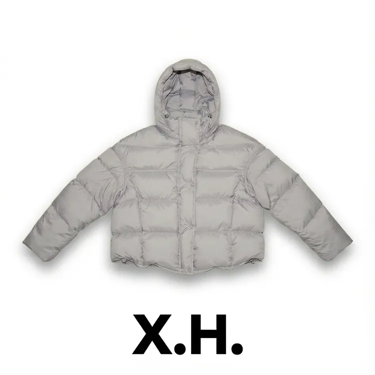 【刘小黑】可拆卸帽子纯色宽松保暖短款羽绒服