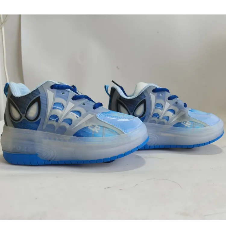 女童男童两轮亮灯可收缩网面暴走鞋6-12岁轮滑运动鞋轮滑鞋