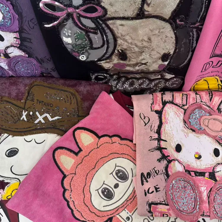 【丹姐】秋冬短袖T恤潮牌联名刺绣宽松韩版圆领磨毛t加厚休闲2026