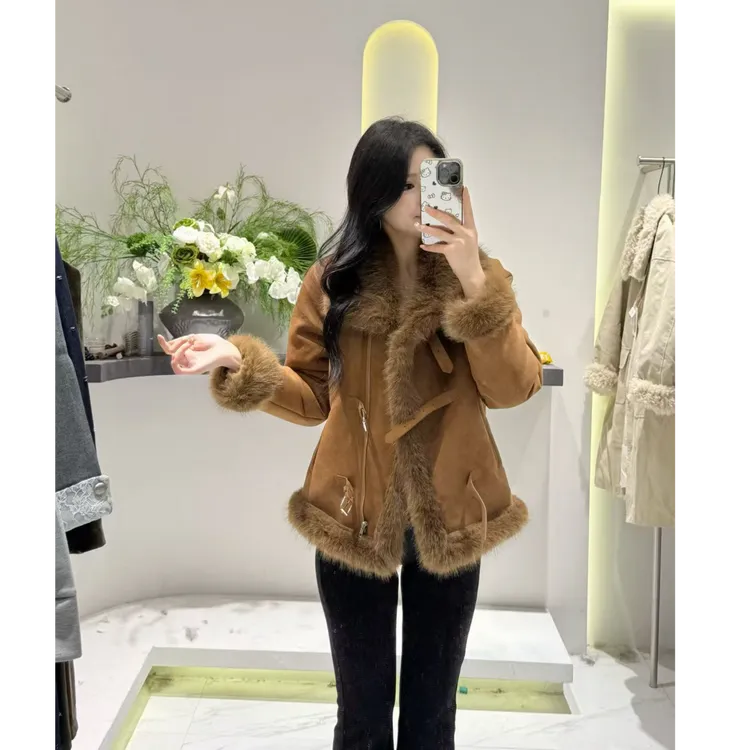 【格子家】韩系独特毛茸茸时尚加厚外冬季女装爆款套女8935