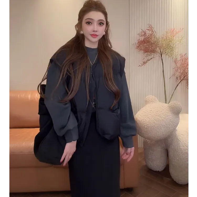 J4 背心羽绒马甲~纯色无袖面包服 DJ0344