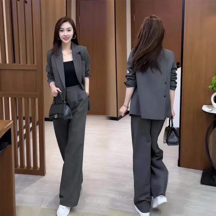 轻奢高级感西装套装女春秋2025新款职业气质垂感阔腿裤西服两件套