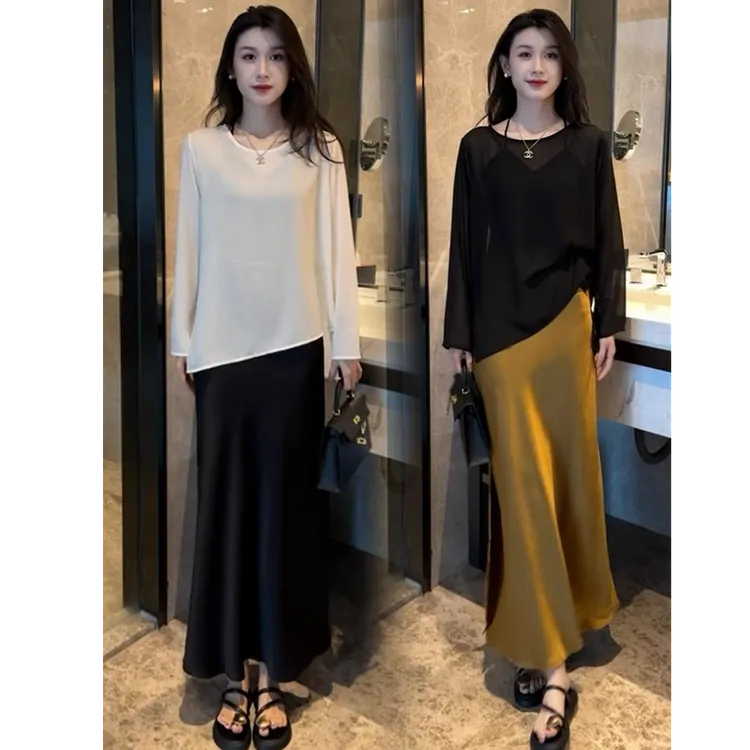 拉夏贝尔时尚套装裙女2025夏季显瘦百搭不规则防晒衫半身裙两件套