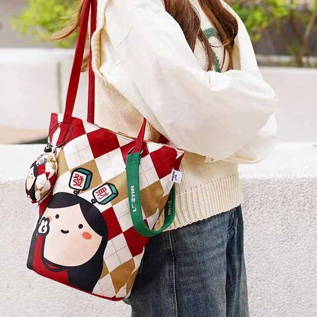 新款手提包青年肩带可爱潮人水桶单肩休闲大容量拎包水桶大容量JY