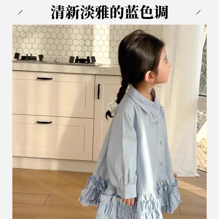 宝宝学院风衬衫连衣裙2025春秋新款洋气儿童翻领长袖公主裙童学生
