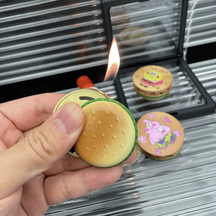 创意侧滑火焰汉堡包打火机派大星海绵宝宝可爱个性卡通送男朋友