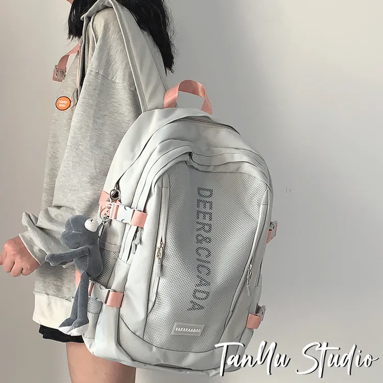 探屿潮牌书包女大学生简约休闲旅行男士日系初高中大容量双肩背包