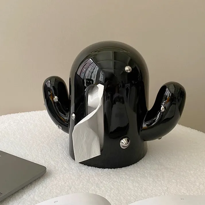 创意陶瓷仙人掌纸巾盒客厅装饰桌面收纳抽纸盒家用抽纸盒原创设计