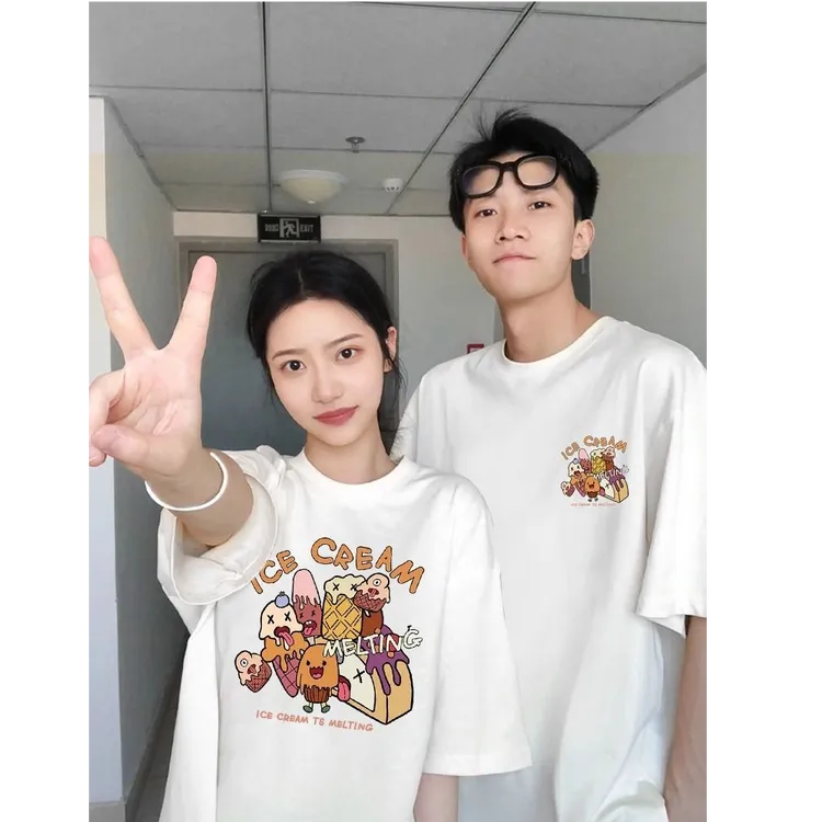 百搭大码潮牌小众高级感情侣装短袖2025新款夏装潮牌女装纯棉短袖