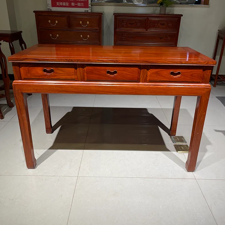 【纯刺猬紫檀马蹄书桌】国标红木中式写字学习桌办公桌电脑桌画案