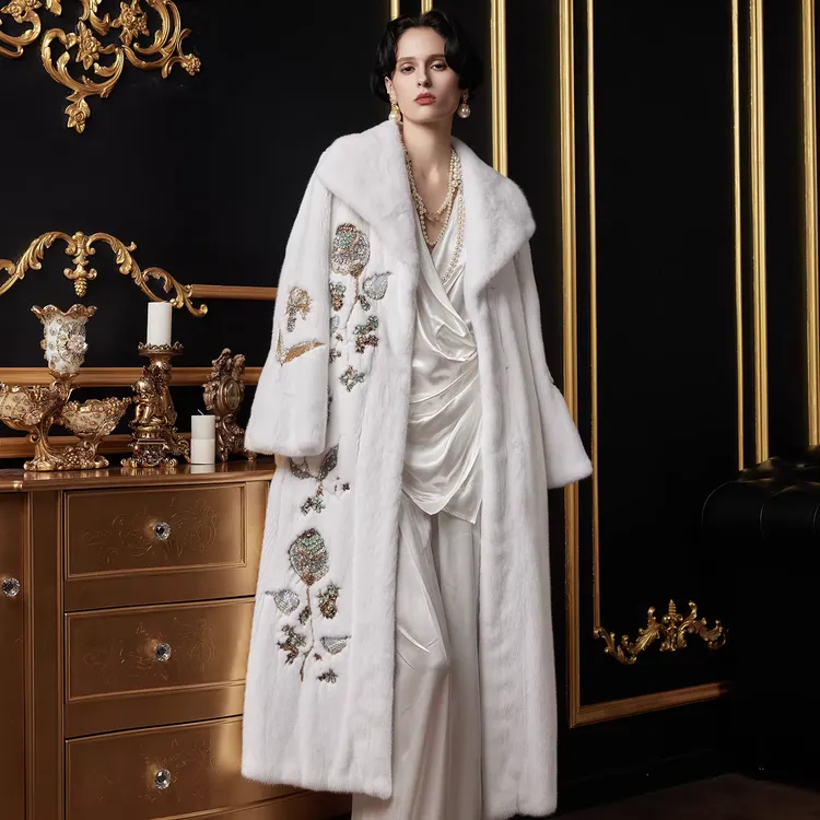 水貂皮草外套女2025年轻新款整貂裘皮大衣S1758中长款衣长120