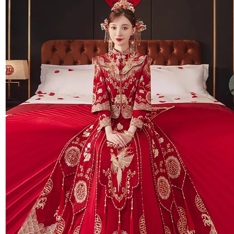 秀禾服新娘爆款大气礼服婚礼婚服小个子敬酒服装大码修身女薄款