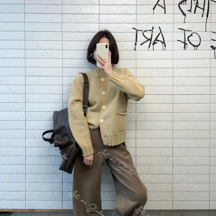 【ART ME】立领高克重100绵羊毛复古软糯保暖松弛感四色上衣w24537