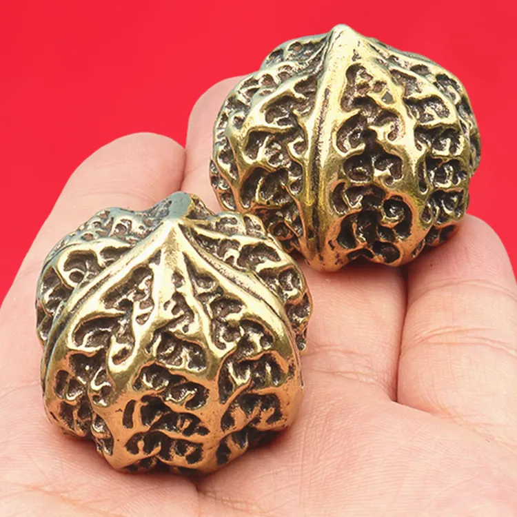 黄铜实心文玩核桃手球健身球把件一对解压创意礼品送长辈父母礼物