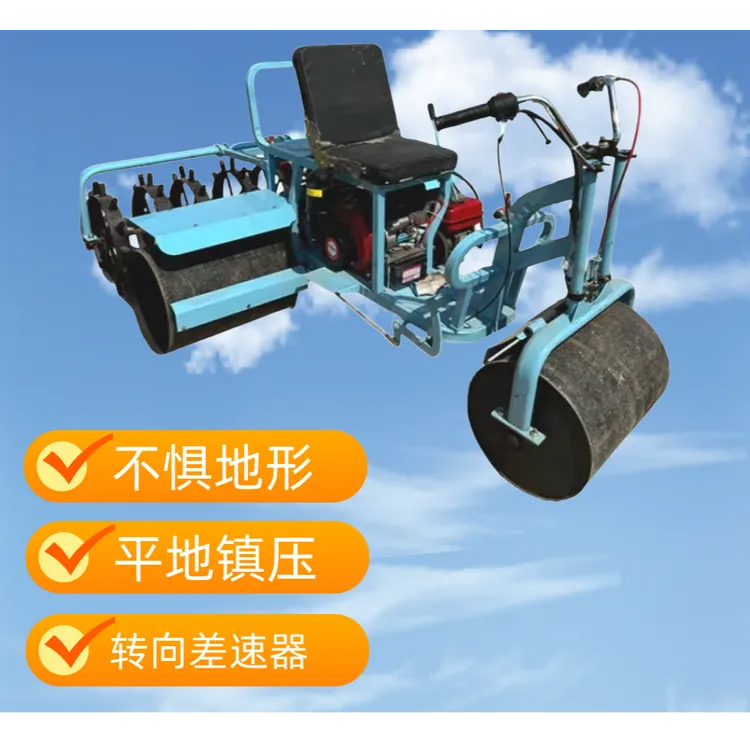 自走式大蒜打孔打眼一体压地机汽油柴油压平机小型压地机整平机械
