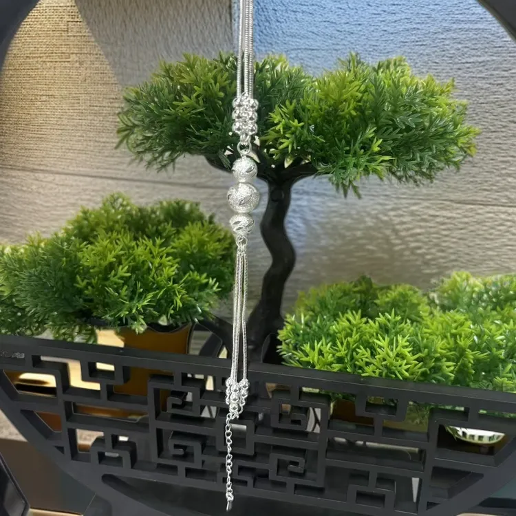 足银手镯 603 足银三生三世手镯手工气质轻奢时尚简约磨砂珠珠