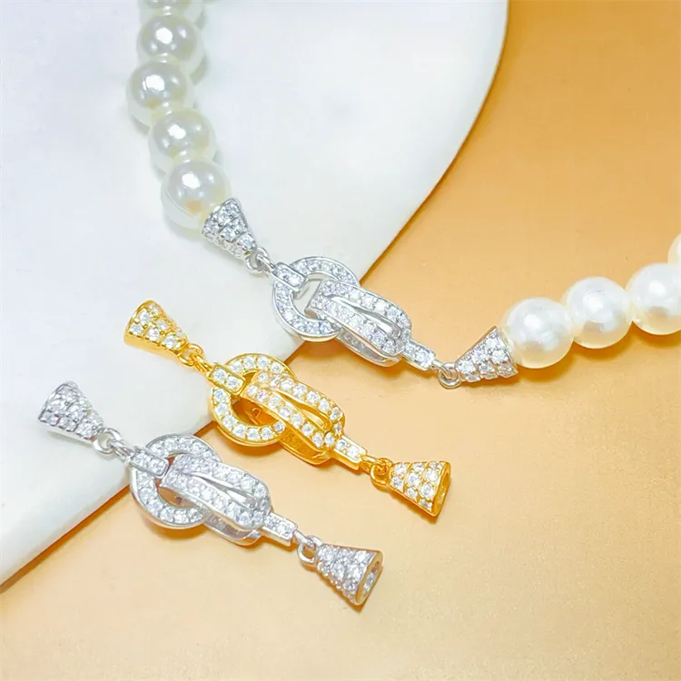 925银银制品 S925纯银镀18k手链卡扣长条双环连接扣万能扣diy配件