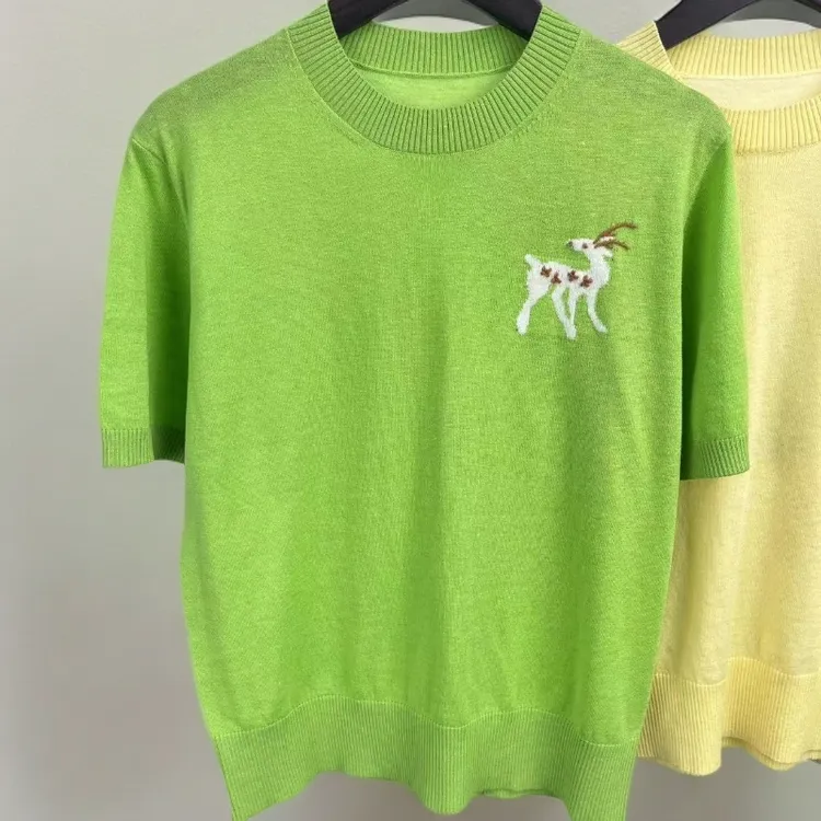 纯色女夏季短袖圆领薄款毛针织衫时尚休闲日系初恋风