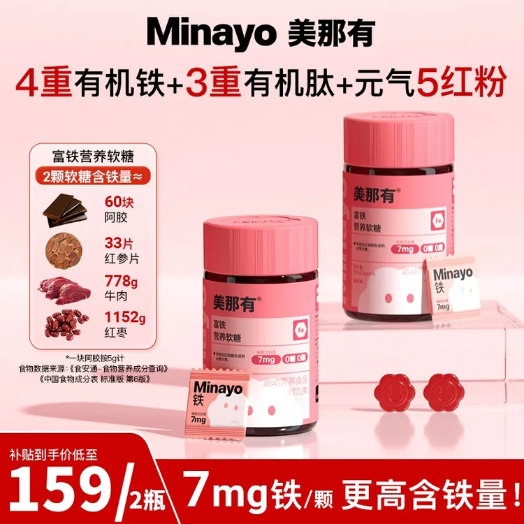 Minayo美那有富铁软糖7mg高阶元气铁营养铁元素女性健康孕产期-bt