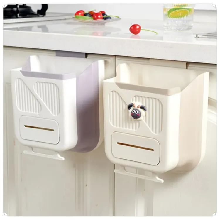 家用可折叠垃圾桶厨房橱柜门壁挂式垃圾筒创意分类加厚垃圾篓