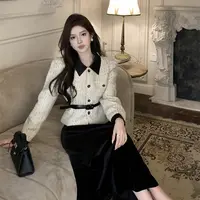 【现货】气质复古韩系初冬穿搭小香风套装裙千金名媛高端小洋装1662