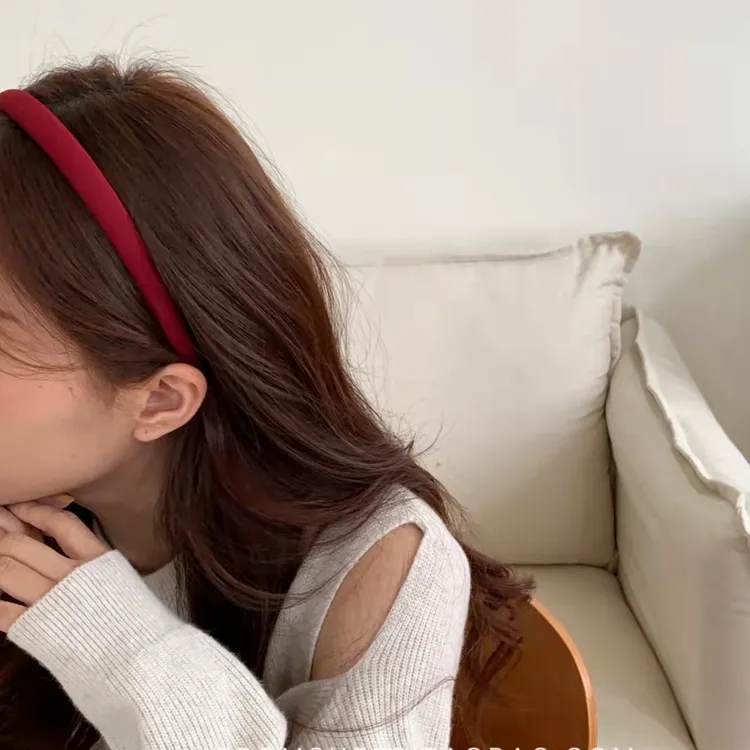 韩式红色细款发箍女高颅顶复古百搭外出压发头箍春秋ins发卡发饰