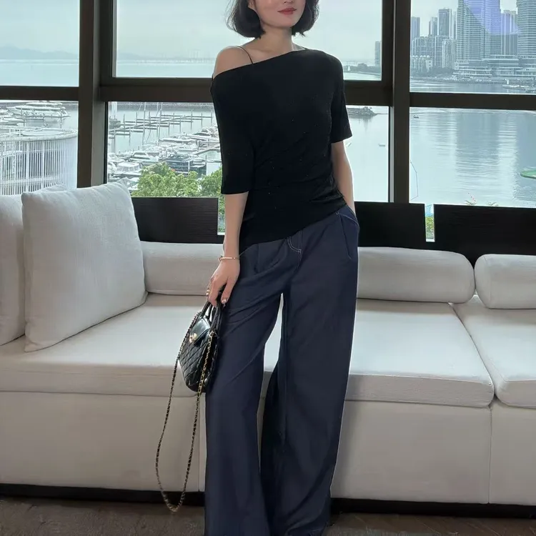 TANTAN 百搭显瘦气质松紧阔腿裤1438