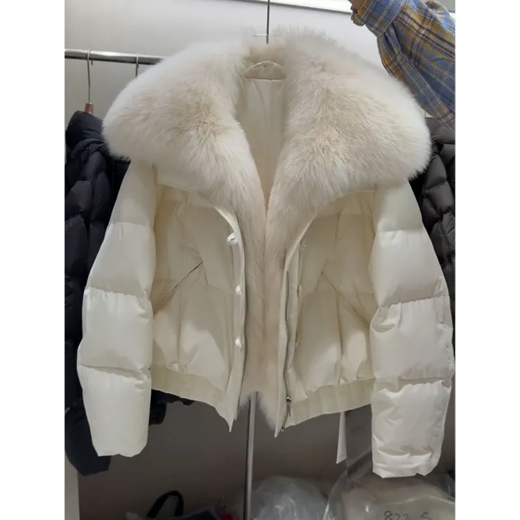 韩系2025女装冬季新款高级感时尚显瘦加厚保暖大毛领短款棉服外套