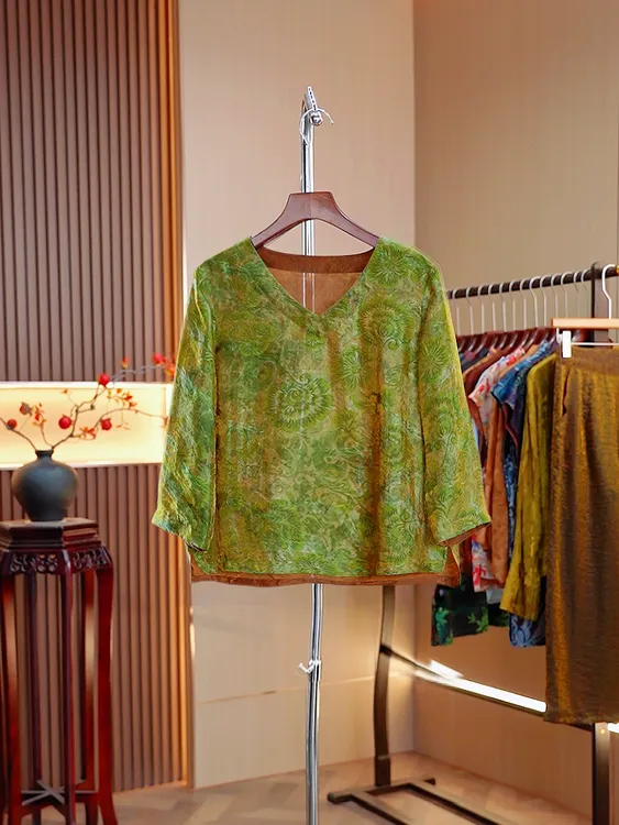 [苍翠欲滴-双面穿]中式高档双面绣气质双面穿上衣