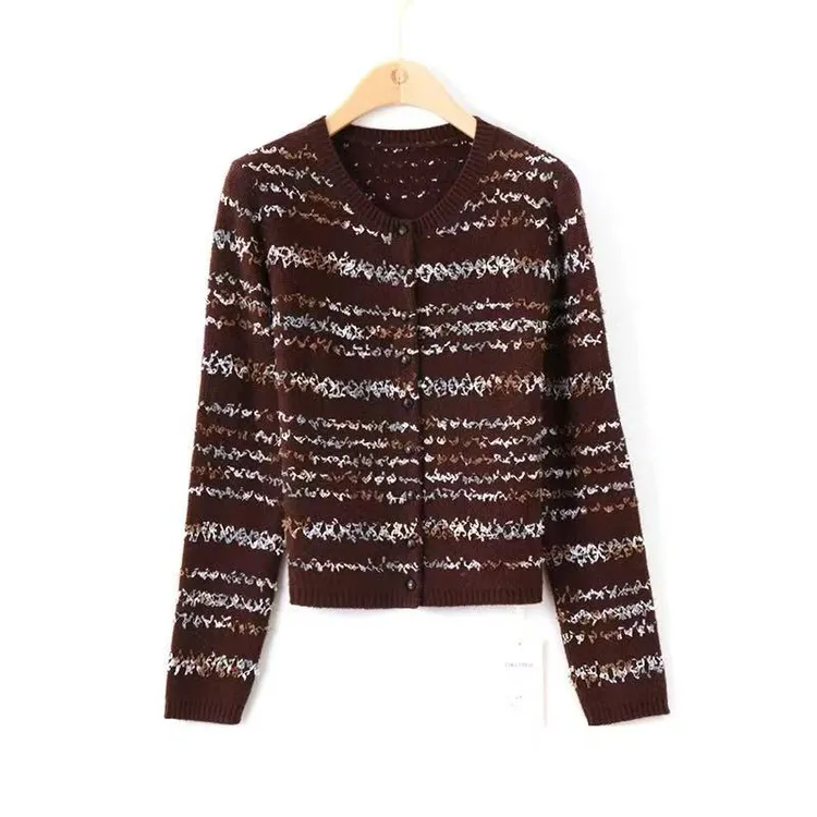 秋冬新款圆领针织开衫减龄显瘦宽松百搭上衣女1330-1