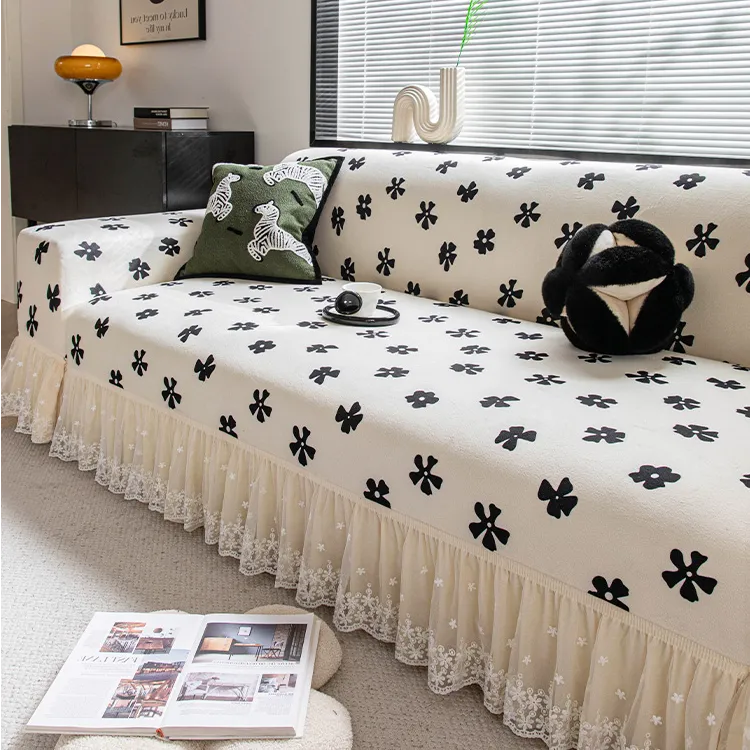 洱峰浪漫法式裙边沙发套罩2025新款高档沙发套防猫抓全包四季通用