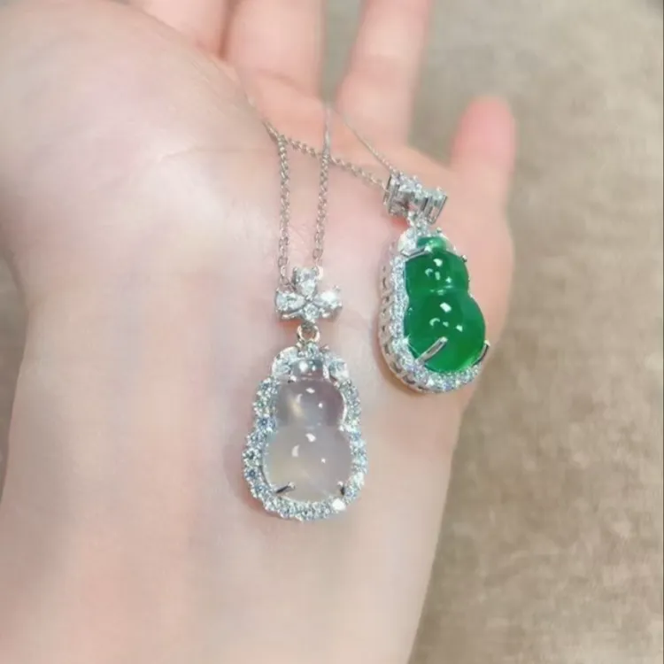 纯银冰透玉髓葫芦项链新中式轻奢高级感新款锁骨链