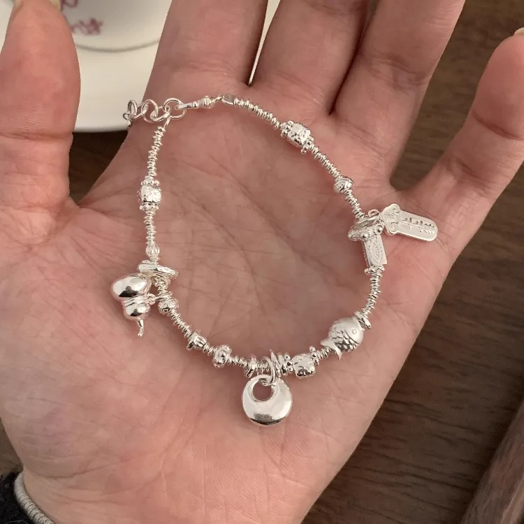 足银手链 碎银子小胖福999纯银手链葫芦盘缠女ins风情人节礼物