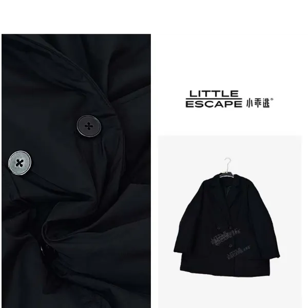 小乖逃时尚短款黑色棉服外套羽绒ET双口袋外套女百搭款250968