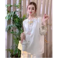 [秋纤]新中式国风长袖衬衫上衣女装25秋季新款高级感宽松气质小衫