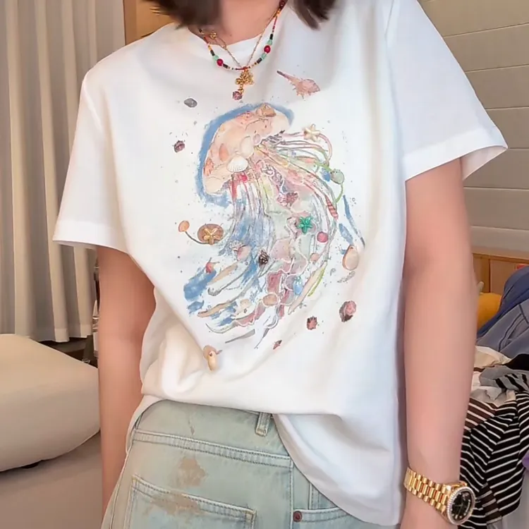 韩版设计感时尚百搭宽松短袖2025春夏新款休闲洋气圆领减龄上衣